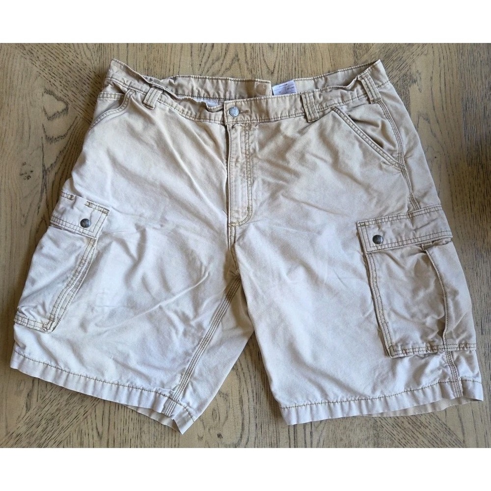 Vintage Carhartt Men's Canvas Cargo Shorts Size 40 Mens Khaki Tan Distressed